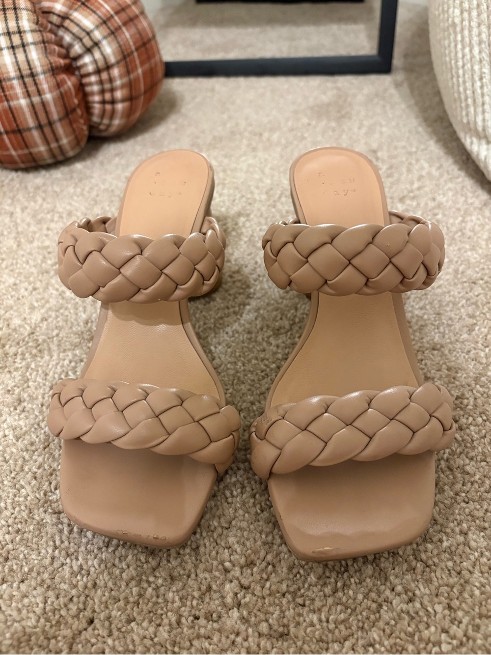 a new day Braided Double-Strap Heeled Sandals in Nude Beige